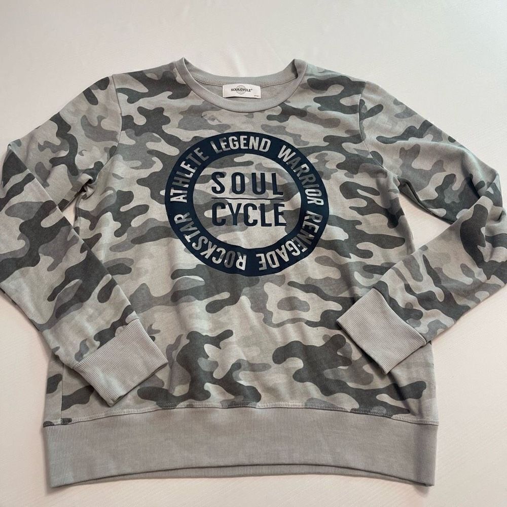 Soul Cycle Grey Camo Camouflage Sweatshirt Size Small